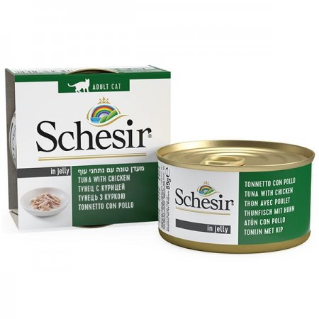 Schesir Tuna Chicken ТУНЕЦ и КУРИЦА в желе влажный корм консервы для кошек 85 г (750051)